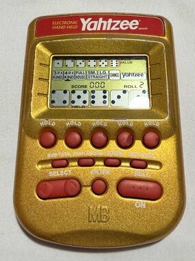 2002 Hasbro Yahtzee Handheld Electronic Game Gold Edition - Tested Works